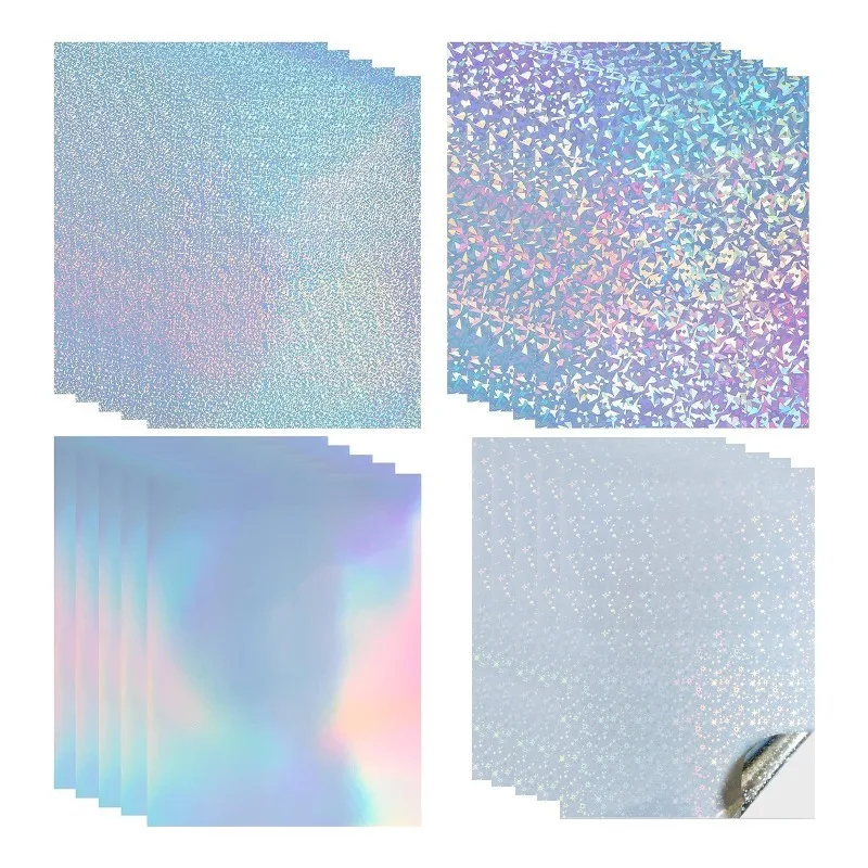 

10pcs Printable Holographic Paper Decorative Photo Sheets for Printer Glitter Adhesive Matte Sticker Sheets Office Supplies