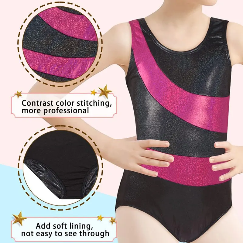 ثياب جمباز للفتيات ، ملابس جمباز ، رقص متدلي لامع ، بايكارد ، من 2 إلى 10 سنوات