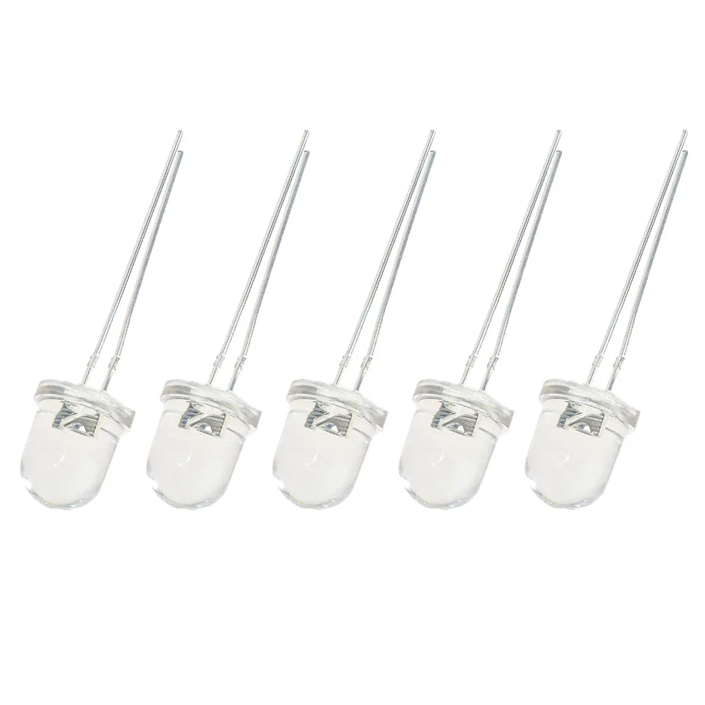 10/20PCS 8mm LED Diode F8 Round Transparent Light Emitting Diodes White Red Yellow Blue Green for Electronic Kit