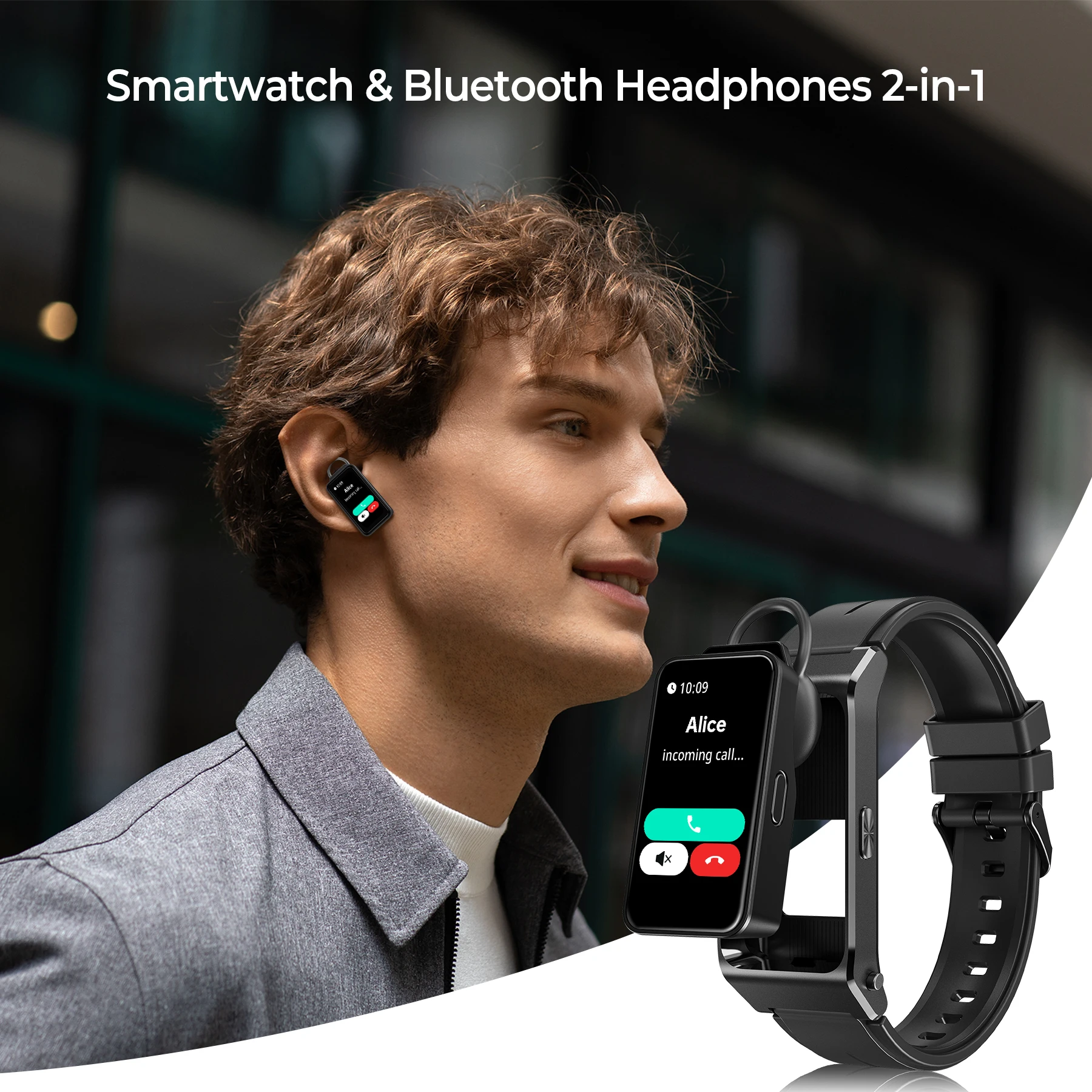 Smartwatch OUKITEL BT11 z funkcją słuchawek Bluetooth 2w1, 24-godzinnym monitorowaniem stanu zdrowia, wyświetlaczem AMOLED 1,47 cala, wodoodporny zegarek sportowy do monitorowania aktywności fizycznej
