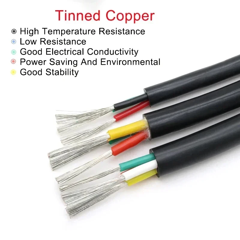 1 - 10 متر 2/3/4/6 سلك سيليكون متعدد النواة Sq0.3/0.5/0.75/1/1.5/2/2.5/4/6 مللي متر كابل نحاسي ناعم عالي الحرارة #4
