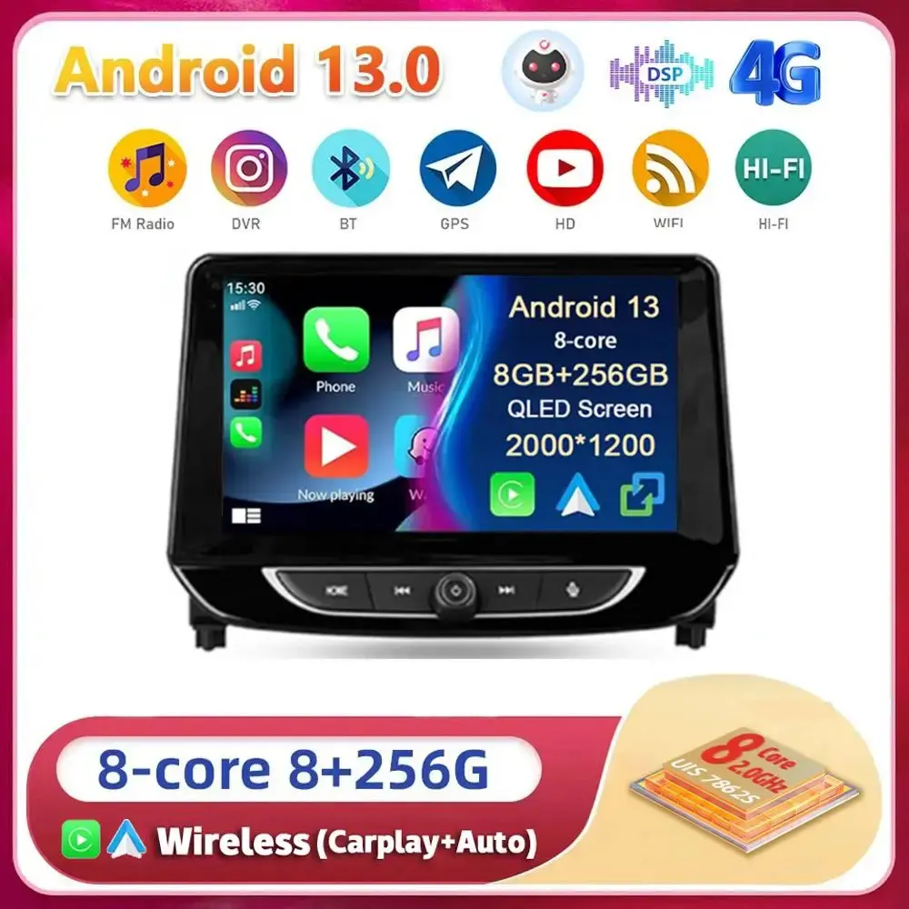 Android 13 Carplay DSP WIFI+4G For Chevrolet Tracker 4 2019 2020 2021 2022 Car Radio GPS Multimedia Player Stereo Head Unit 2din