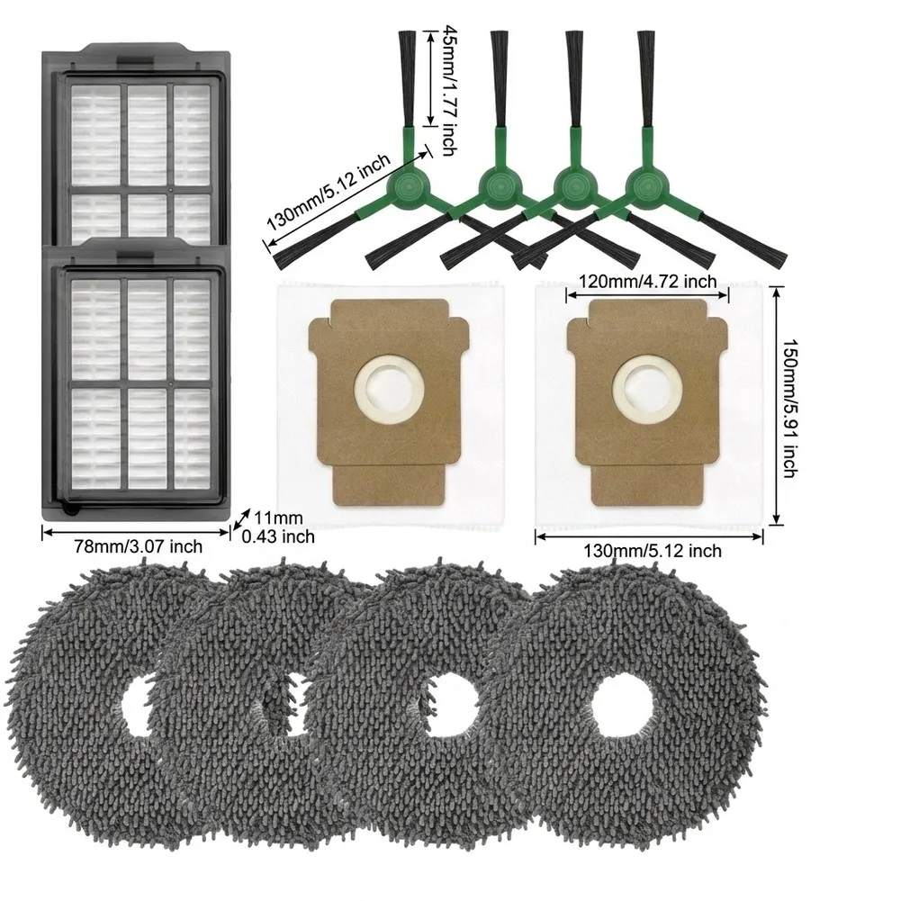 Replacement Parts Kit for Roomba 405 and 505 For Combo Includes 4 Side Brushes 4 Mop Pads 2 Filters 2 Dust Bags