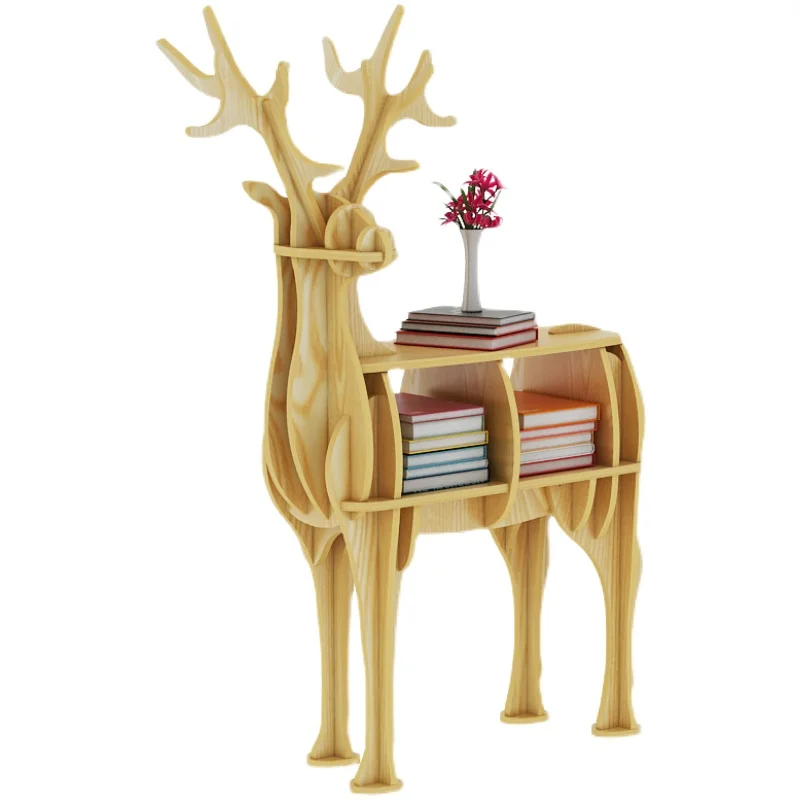 

YY Nordic Art Wooden Elk Animal Shape Shelf Bookshelf Simple