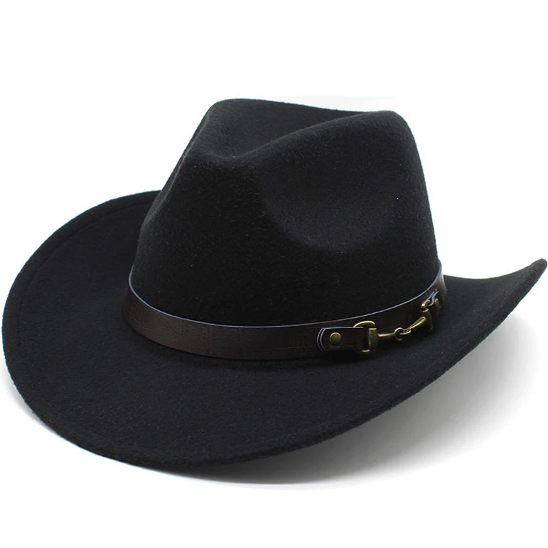 Riveted Cowhead Accessories Cross border New Western Denim Top Hat with Curved Eaves and Handsome Tibetan Ethnic Style Felt Hat