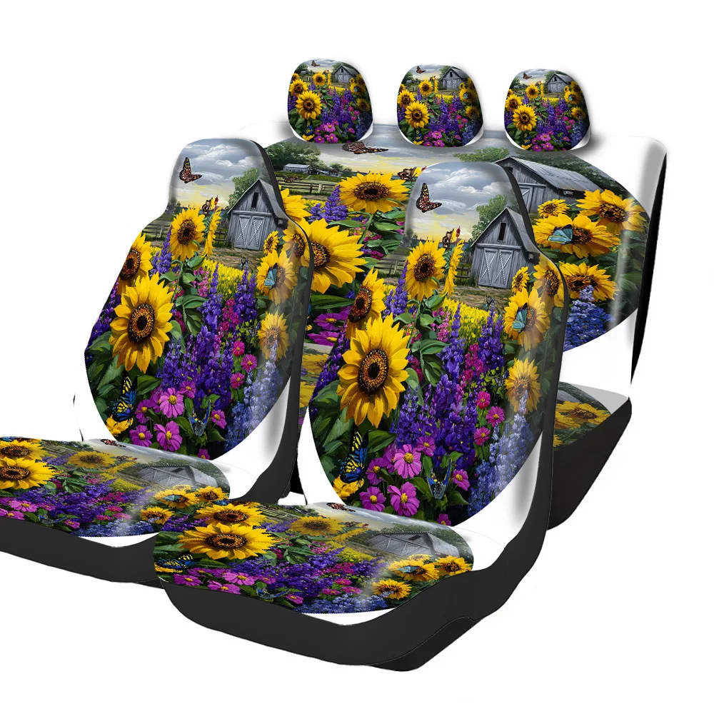 

2-5 Seat Set Car Seat Covers, Black War Horse Print,, Easy Install & Washable, Fit, Non-Slip, Absorbent, Washable - For Truck,