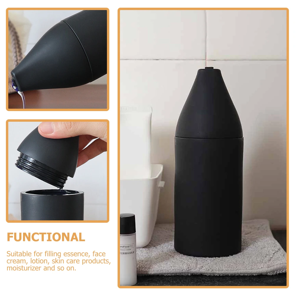 

Silicone Squeeze Soap Dispenser 300ml Black Refillable Lotion Bottle for Kitchen Bathroom Portable Hand Bottle