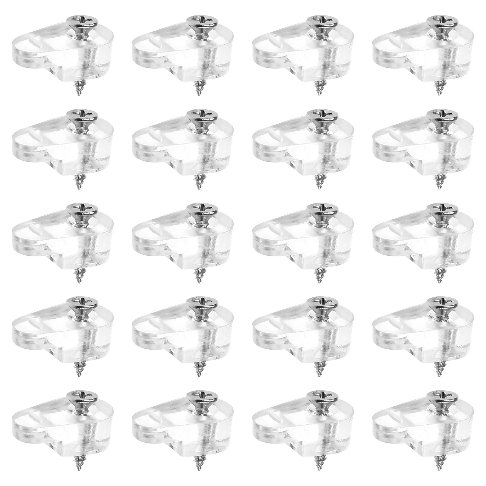 20Pcs Mirror Holder Clips Clear Plastic Fixing Clips Screws for Mounting Mirrors Glass Cabinets Doors Hardware