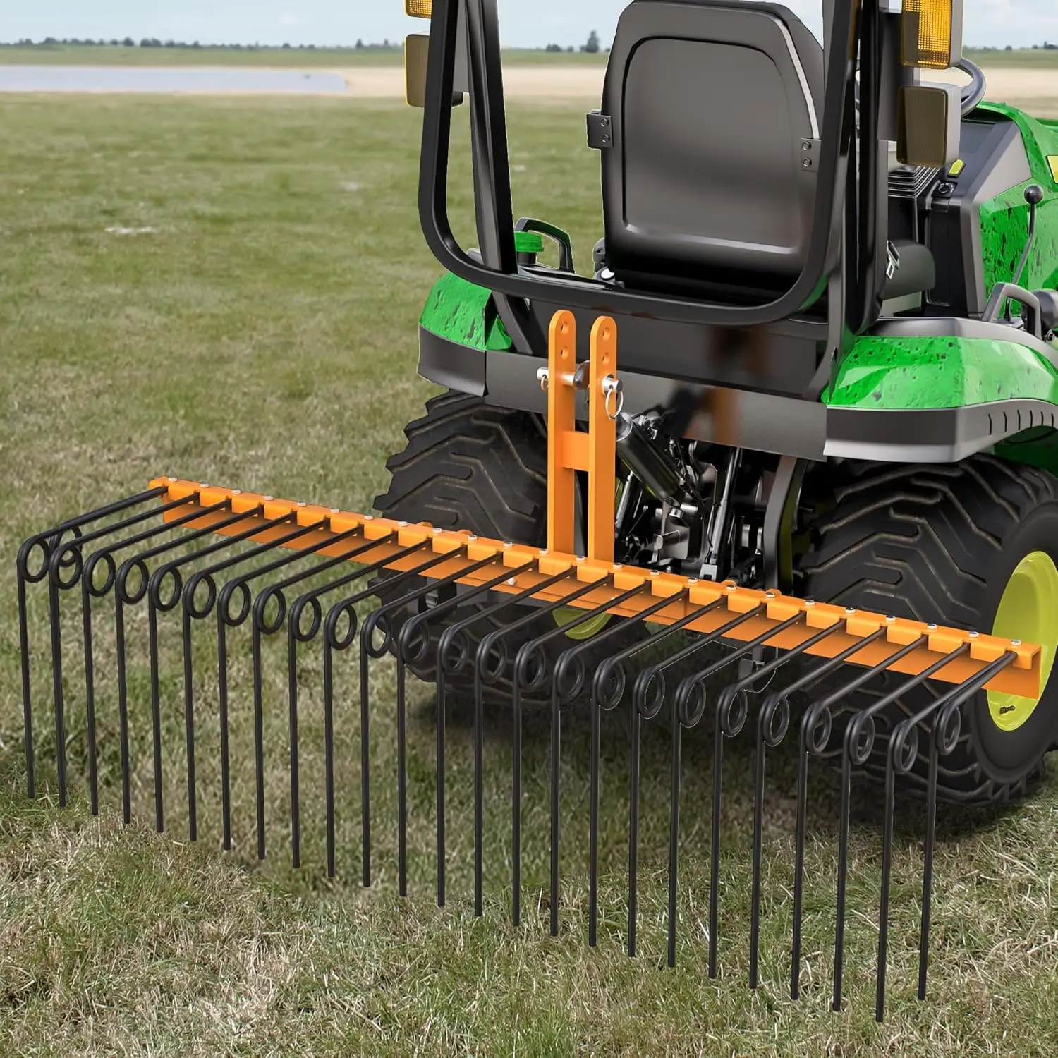 مشط إبرة من قش الصنوبر مقاس 72 بوصة، مشط المناظر الطبيعية النقطية وجهاز فصل العشب للجرارات، ومسابك المناظر الطبيعية ذات 3 نقاط، 30 نوعًا من الفولاذ الربيعي،