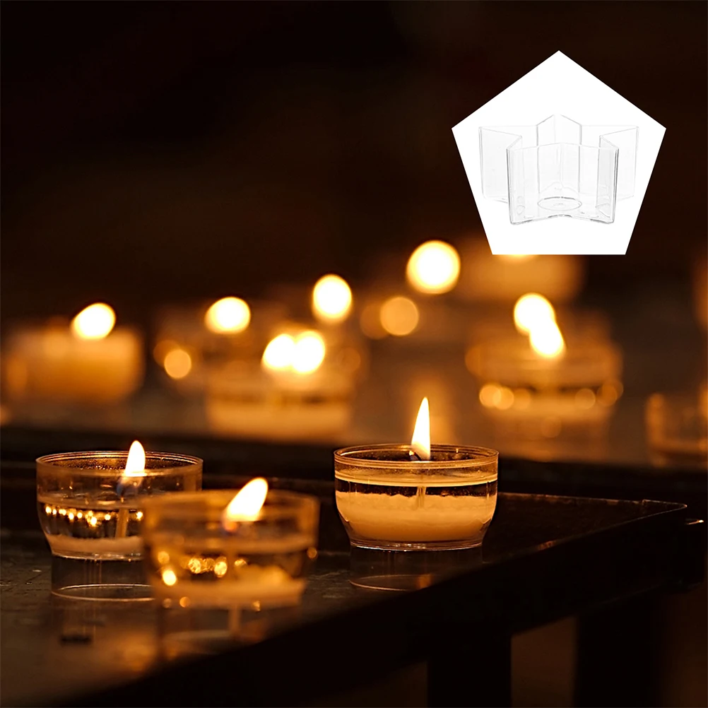 

1 set Plastic Holder Box Wax Melt Mold Jar Cup Star Shape Tealight Simple Bedroom Living Room Office Gift Set