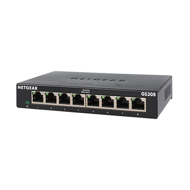 NETGEAR GS308 8-Port Gigabit Ethernet saklar yang tidak dikelola cangkang logam, Gigabit 8-Port 300 seri SOHO saklar yang tidak dikelola