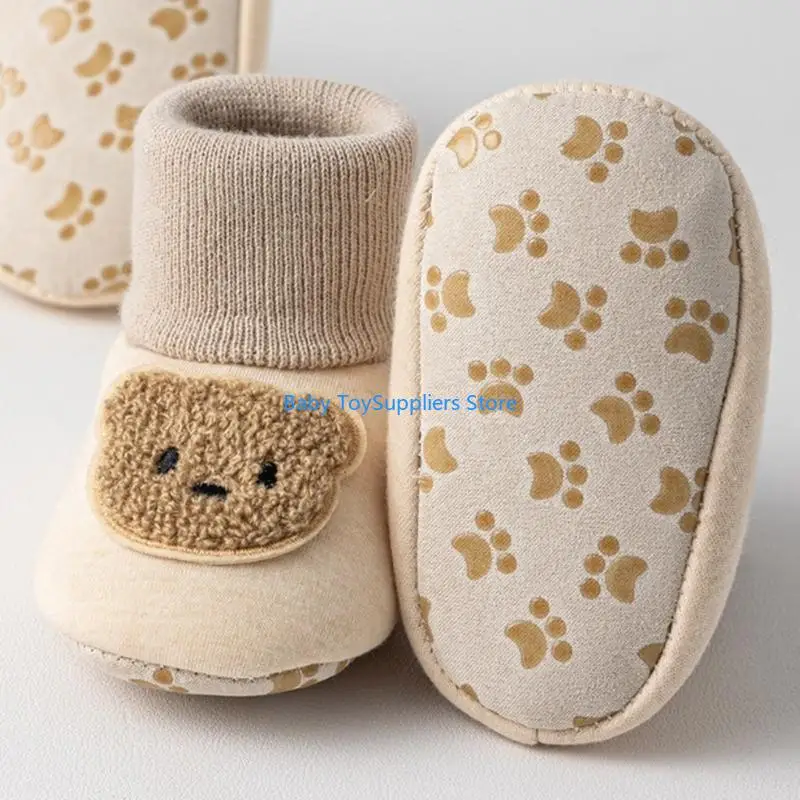 R1WF Infant Mittelkalbboden Socken Cartoon Baby Lernt Wanderschuhe Nonslip Grip Boden für Zuhause und Außengebrauch