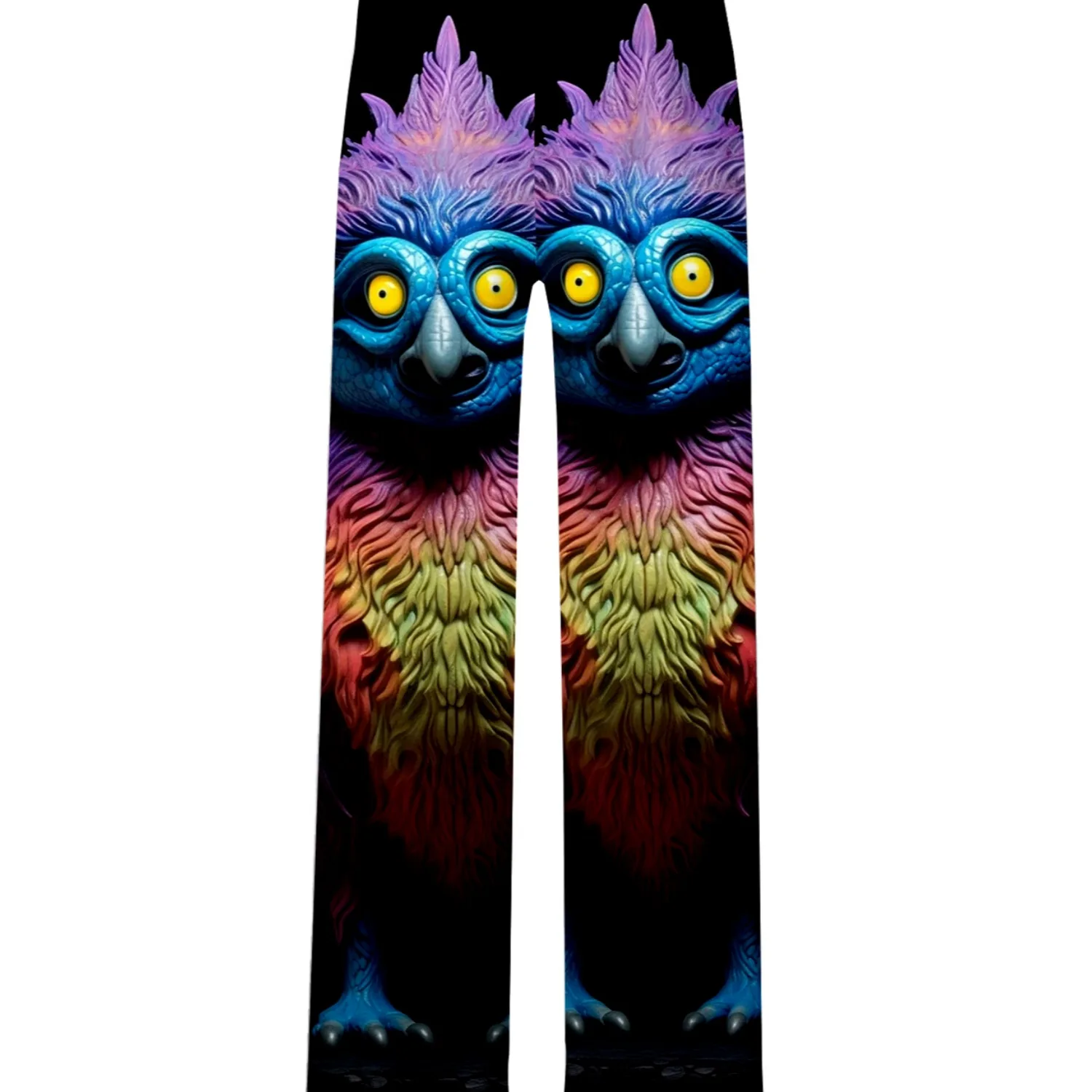 سراويل طويلة عصرية للرجال من Street مع طباعة رقمية ثلاثية الأبعاد وأنماط طيور غريبة، سراويل غير رسمية رفيعة سريعة الجفاف وغير قابلة للتلاشي