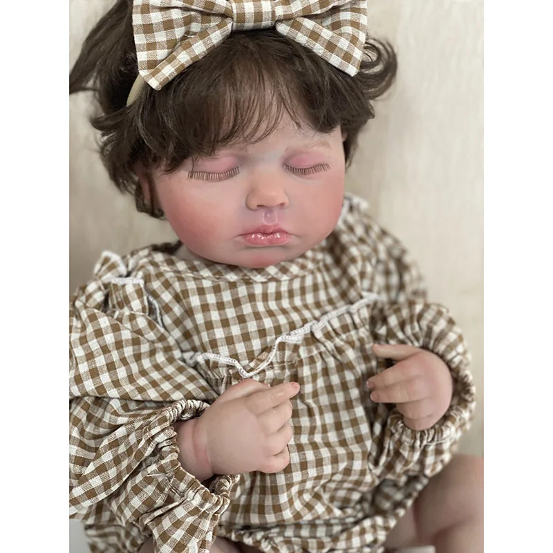 48CM Soft Silicone Reborn Baby Doll Loulou Rooted Hair 3D-Paint with Visible Veins Real Sleeping Alive Kids Boneca Art Doll Toy