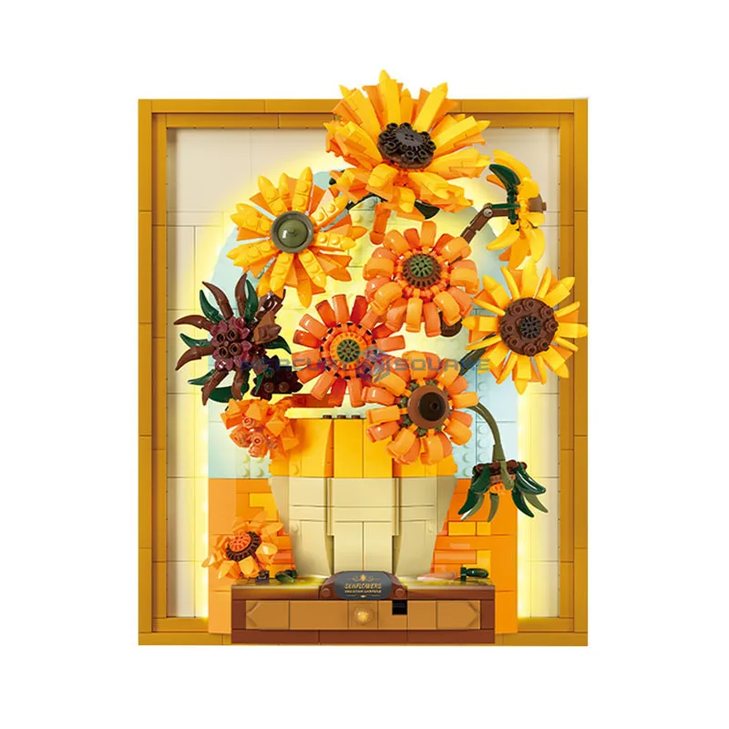 

Sunflower Picture Frame 3D Eternal Plant Building Blocks MOC 506302 Ideas Artistic Model Bricks House Ornament Toy Kit Gift Kids