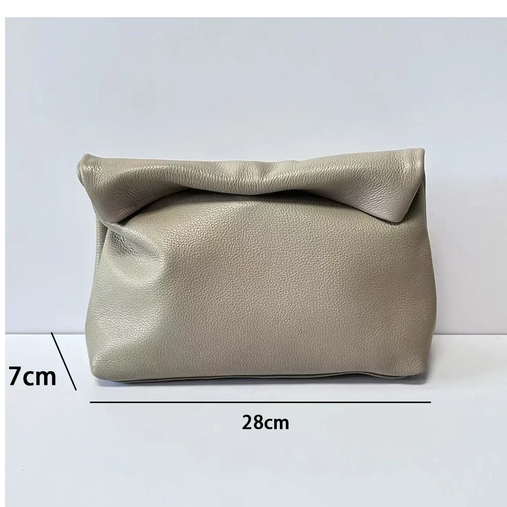 Motingsome Daily Clutch Bag Luxury Thick Cowhide Leather Woman Handbag Luxury Calfskin Folding Purses Soft Hand Pouch Bag 2023