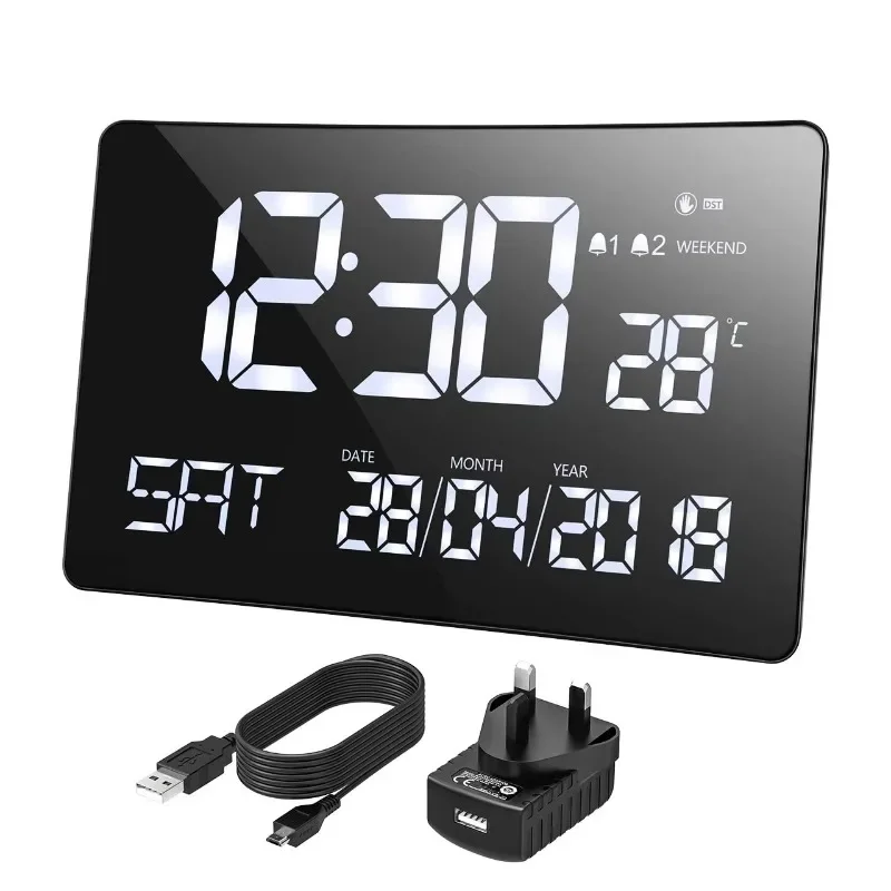 

Smart digital large LCD calendar display electric desk table wall alarm clock