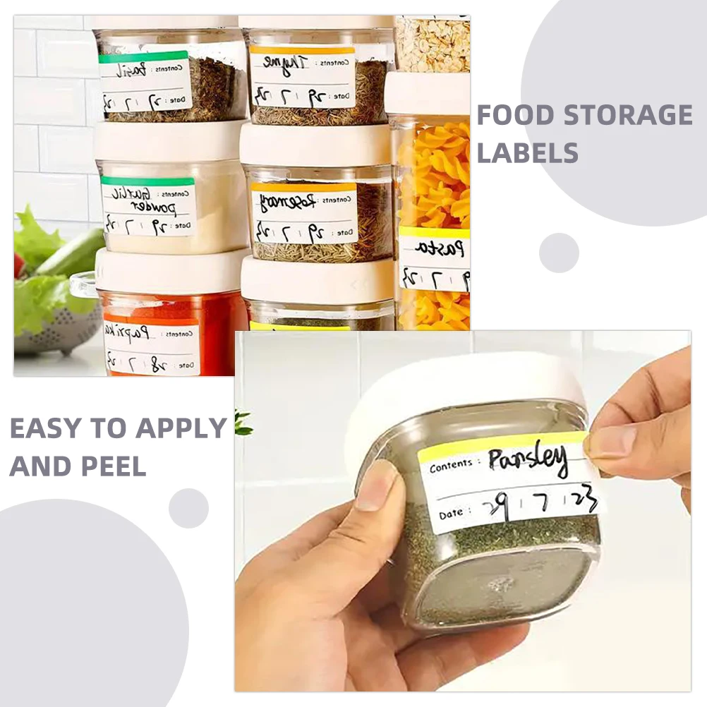 

300pcs Food Storage Labels Adhesive Freezer Labels Waterproof Kitchen Stickers For Food Date Classification Refrigerator Freezer