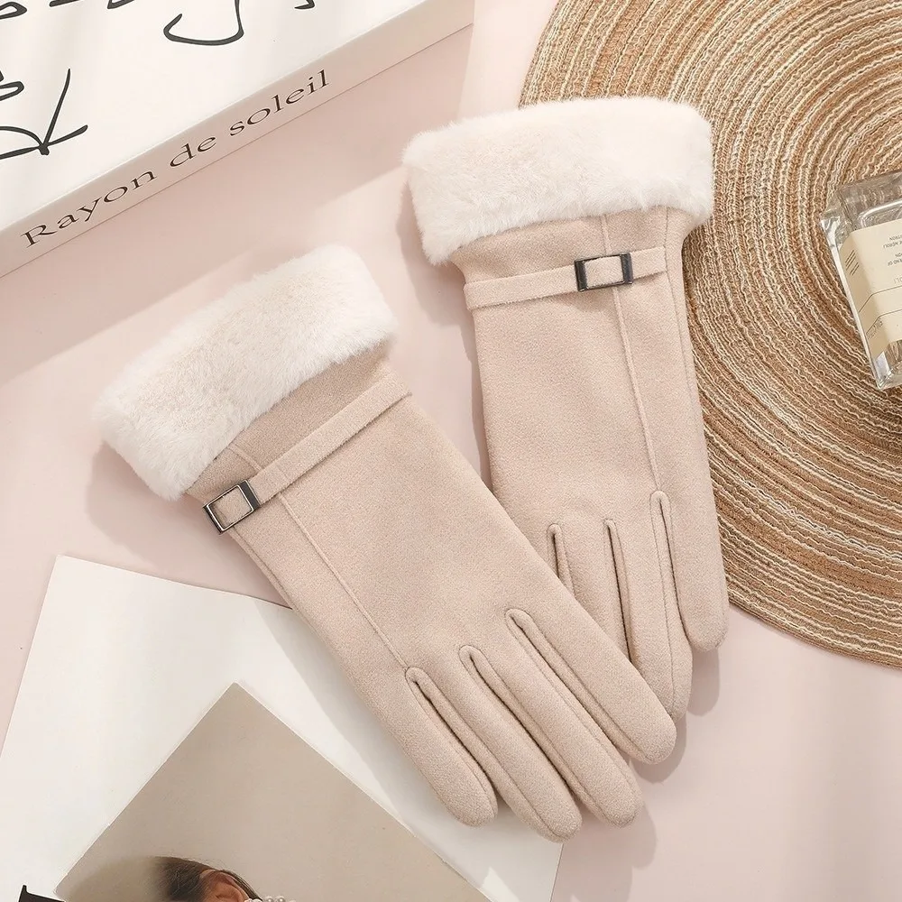 

New Plush Winter Gloves Warm Full Finger Driving Mittens Coldproof Windproof Windproof Cold Proof Gloves Gift