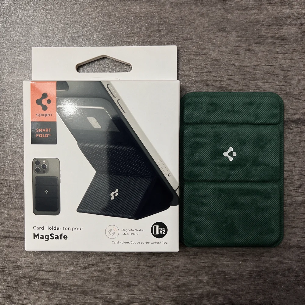 Original Spigen Leder-Faltmagnet-Matte-Wallet-Kartenhalter für MagSafe Kartenhalterung für iPhone 17 16 15 14 13 Pro Max Air
