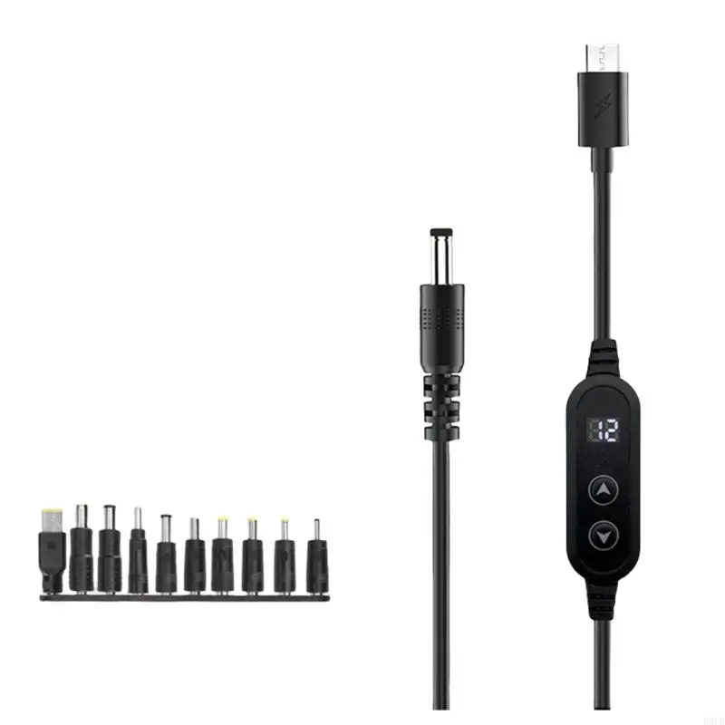 

R9UB PD65W Тип C к DC5.5x2,1 мм Power Cable 10 Советы разъемов Регулируемый выход