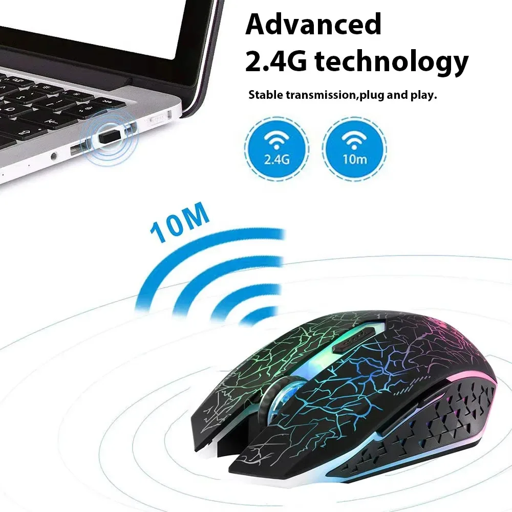 KEBIDUMEI Wireless Mouse Bluetooth 5.2 2.4G Dual-Mode Rechargeable Mouse RGB Backlight 800-1200-1600 DPI Adjustable Mice for PC