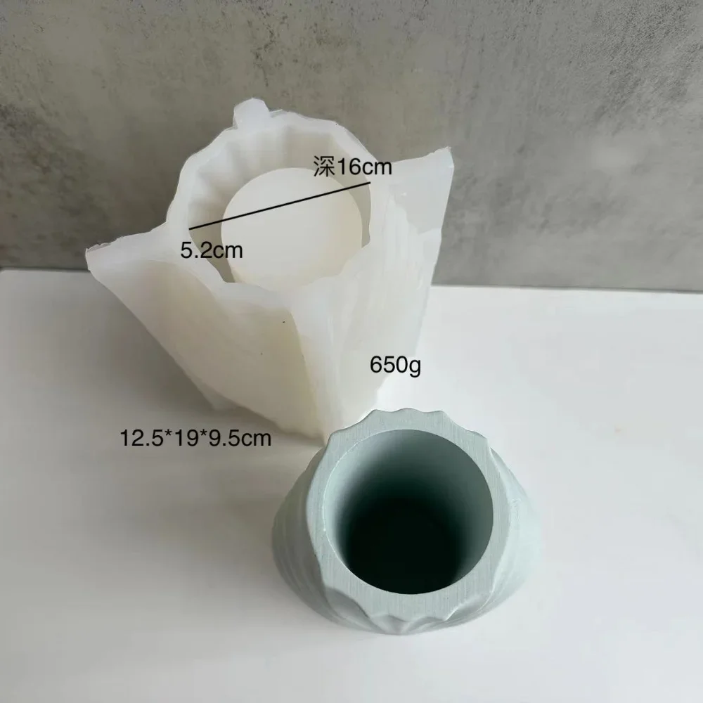 Geometric Shell Shape Vase Epoxy Resin Mold DIY Handmade Cement Concrete Plaster Vase Silicone Molds Home Decorcation