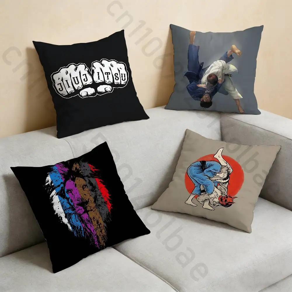 

Brazilian Jiu Jitsu BJJ Pillow Case Square Double-Sided Printing Short Plush Sofa Cushion Cover Bedroom Bedside Pillow
