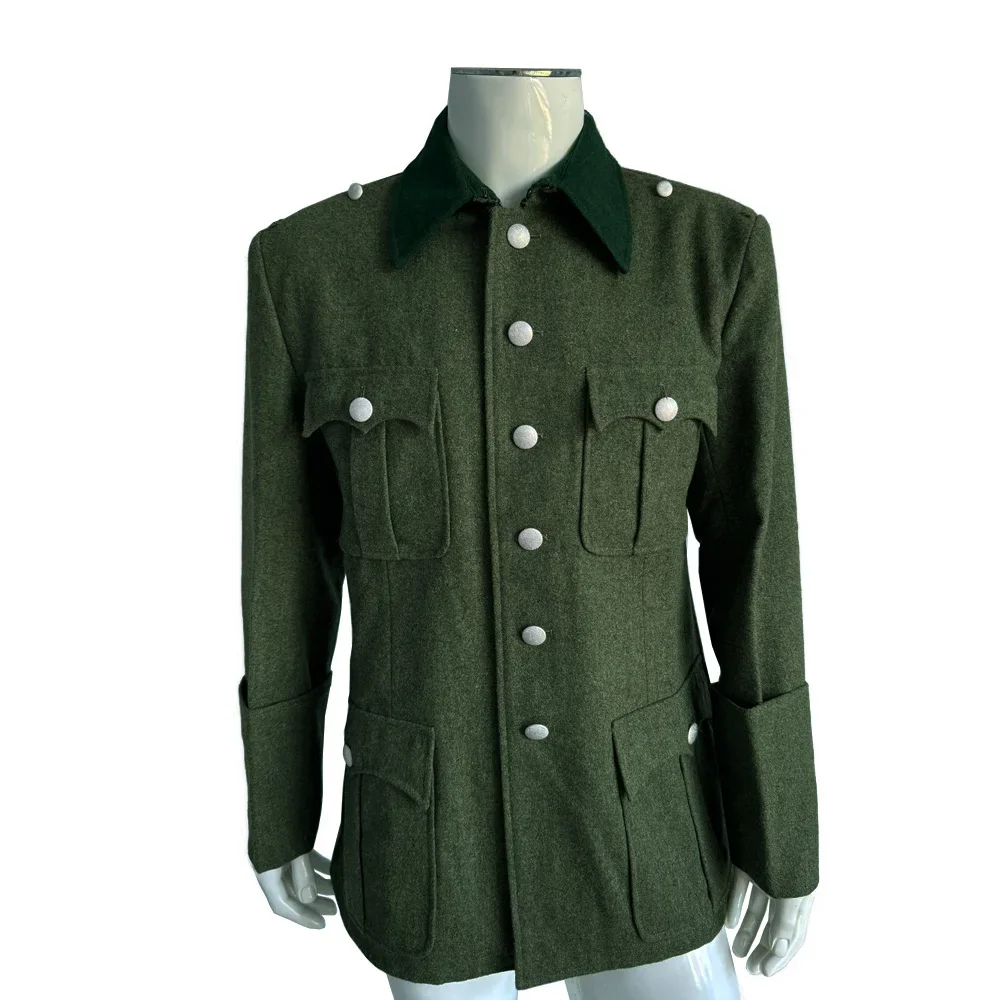 Veste en laine de style classique allemand pour hommes, robe de soldat, matériau, sauvage, gris, vert, vintage, WWII, WW2, M41