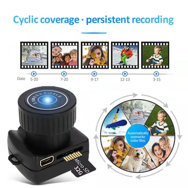 20W Tiny Camera HD Video Audio Recorder Car Sport Micro Cam Webcam With Mic Y2000 Camcorder Small DV DVR Security Secret Nanny