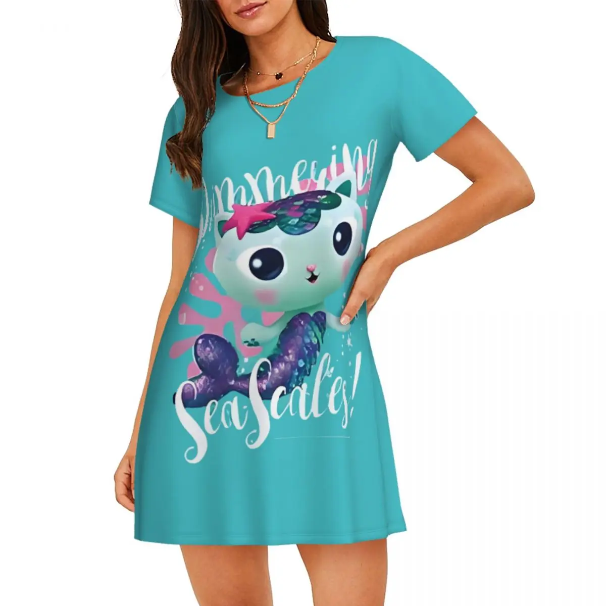 

Custom Fashion G-Gabbys Dollhouse Women Short Sleeve Nightdress Soft Nightdress For Sleeping Nightgown