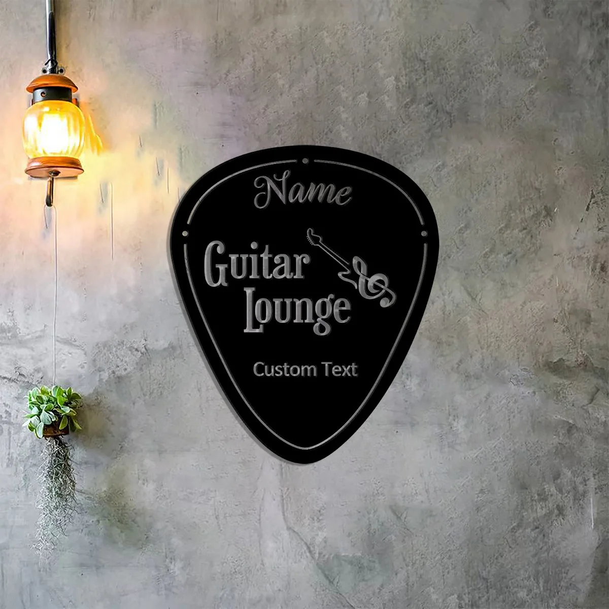 Custom Personalized Decorative Guitar Lounge Sign, Custom Guitar Metal Sign, Guitar Lounge Name Wall Decor, Guitar Pick Sign