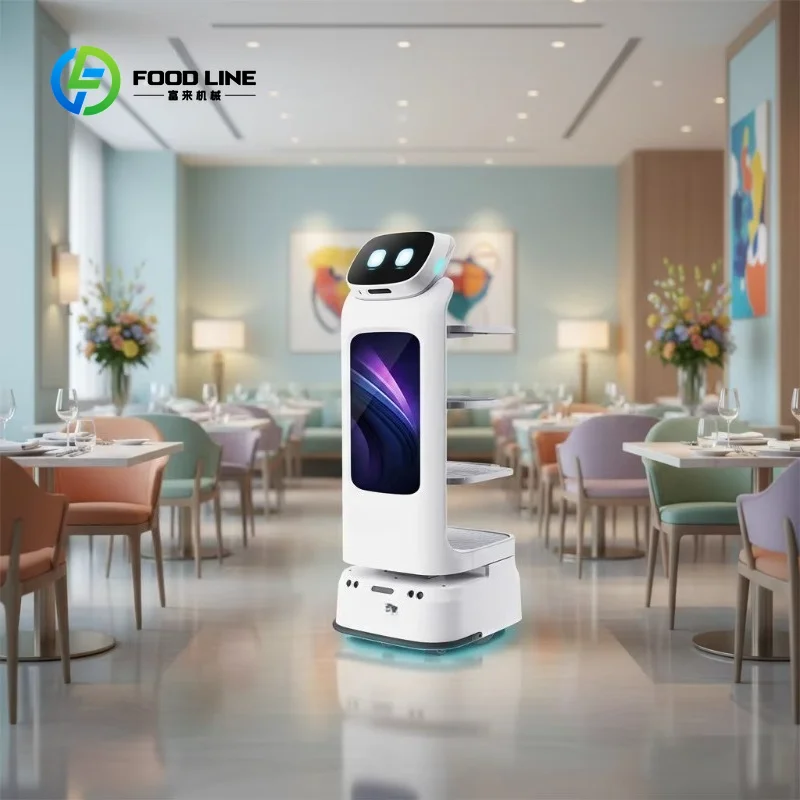 Mobile Restaurant Robot with Multiple Facial Expressions, Multi-layered Trays, Voice Control and Intelligent Obstacle Avoidance