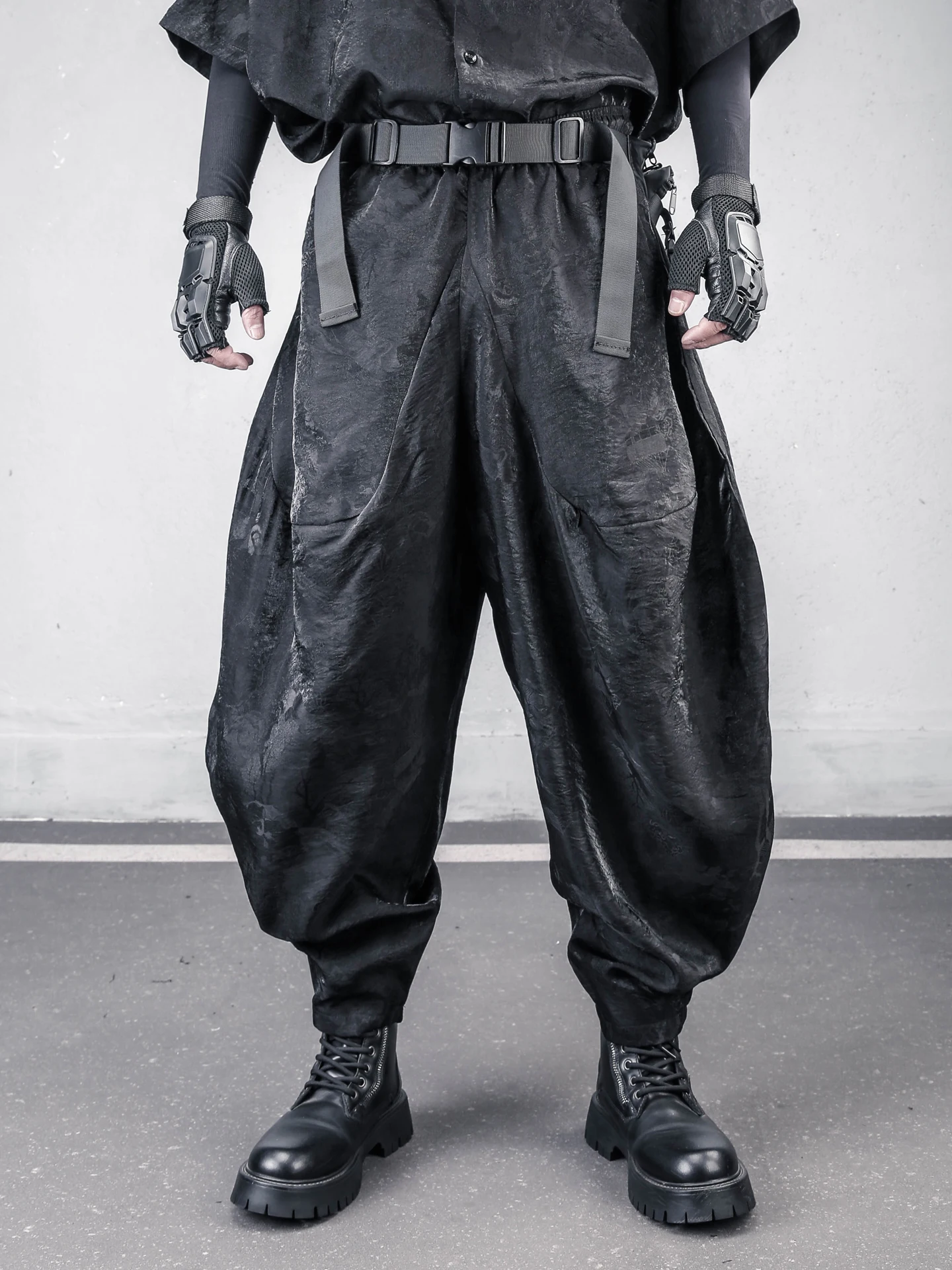 Loose Lantern Pants Men's Summer Low Waist Harlan Nine-Piece Pants Original Yamamoto Dark Patterned Loose Fit Casual Trousers