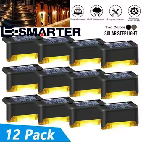 Solar Deck Lights Outdoor Step Lights Waterproof Led Solar Lamp for Railing Stairs Step Fence Yard Patio and Pathway