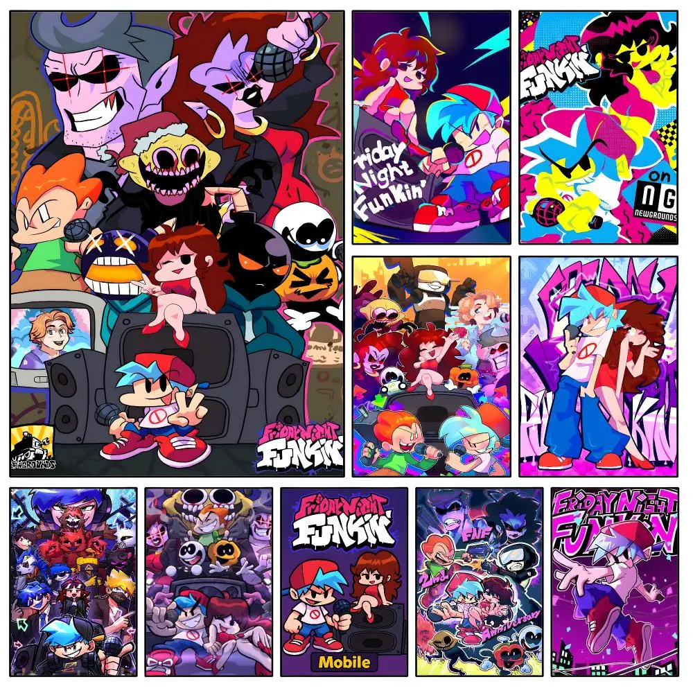 Game Friday Night Funkin FNF Rhythm Poster Waterproof HD Modern Peel And Stick Wall Decor Bedroom Living Room Dorm Office