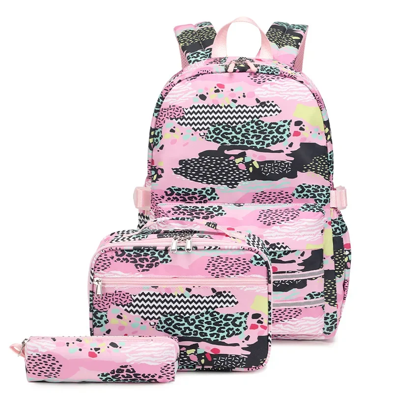 Nuovi zaini scolastici adolescenti ragazze stampa borse da scuola con borsa per il pranzo e astuccio per bambini 3 In 1 Bookbags Set Mochilas Infantil