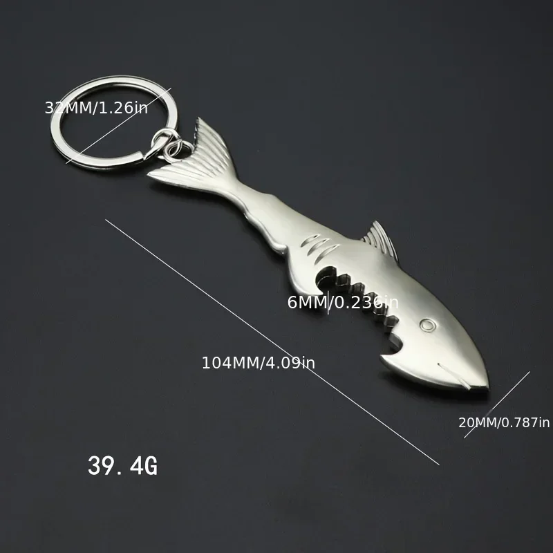 Shark Beer Metal Bottle Opener Key Chain Creative Practical Gift Key Accessory Pendant