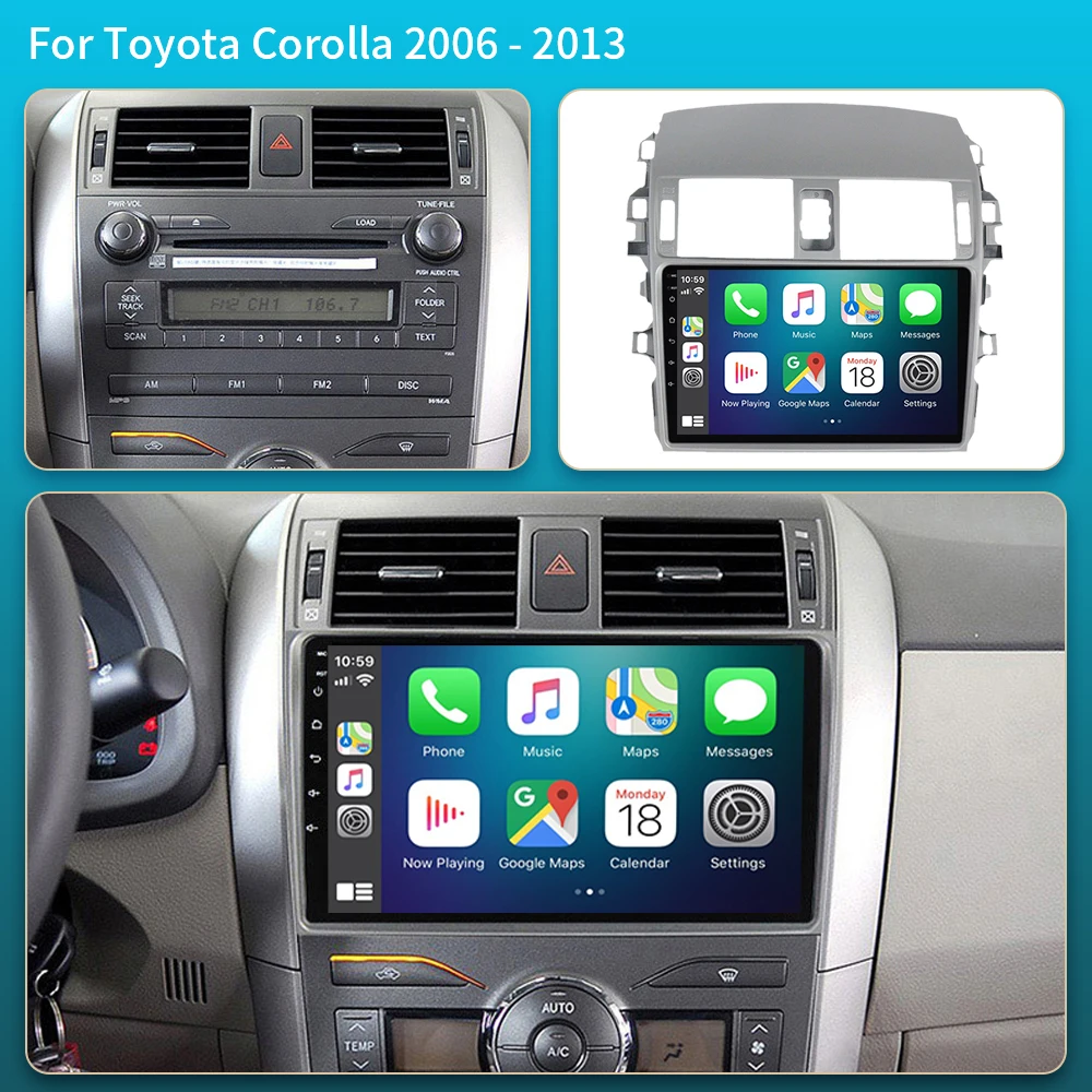 Android 16 Carplay Car Radio For Toyota Corolla E140 150 2007 2008 2009 - 2013 Multimedia Player GPS Head Unit Autoradio Stereo