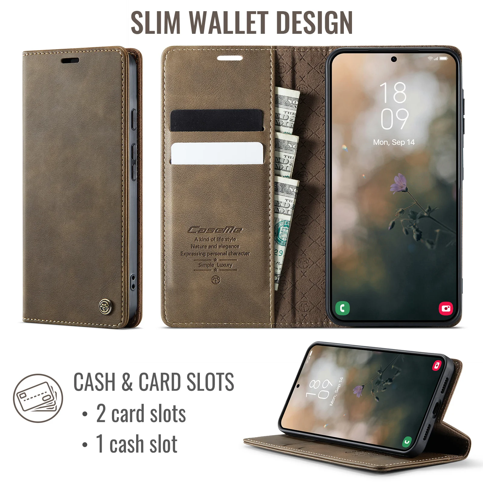 CaseMe-033 Luxury Leather Wall - Leather Folio Wallet Case ulasan dan harga