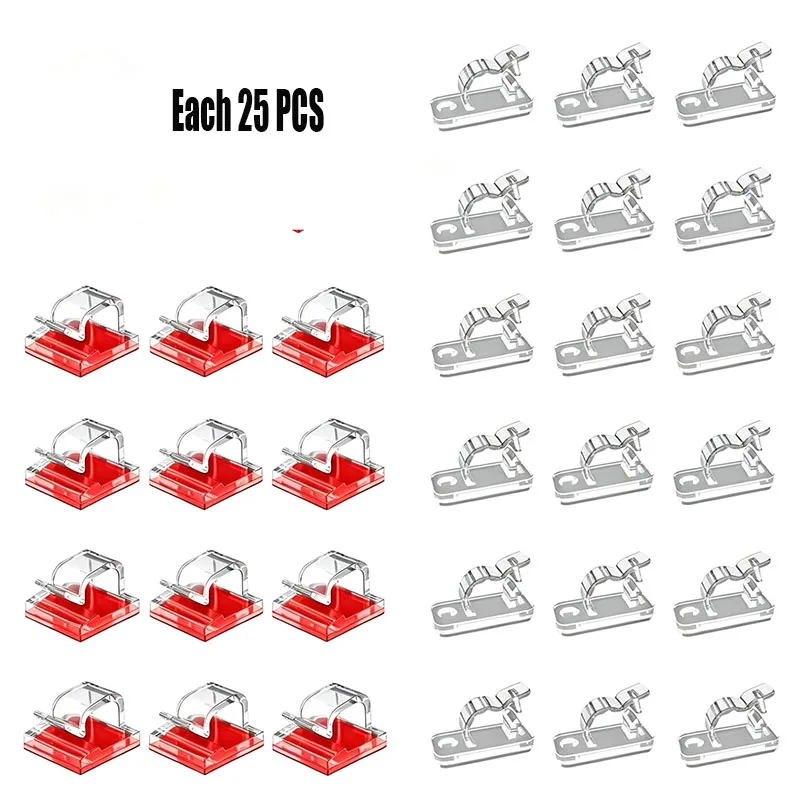 20/50PCS Cable Organizer Clips Wall Mounted USB Charging Data Line Bobbin Winder Cord Holder Wire Manager Cable Management Hook