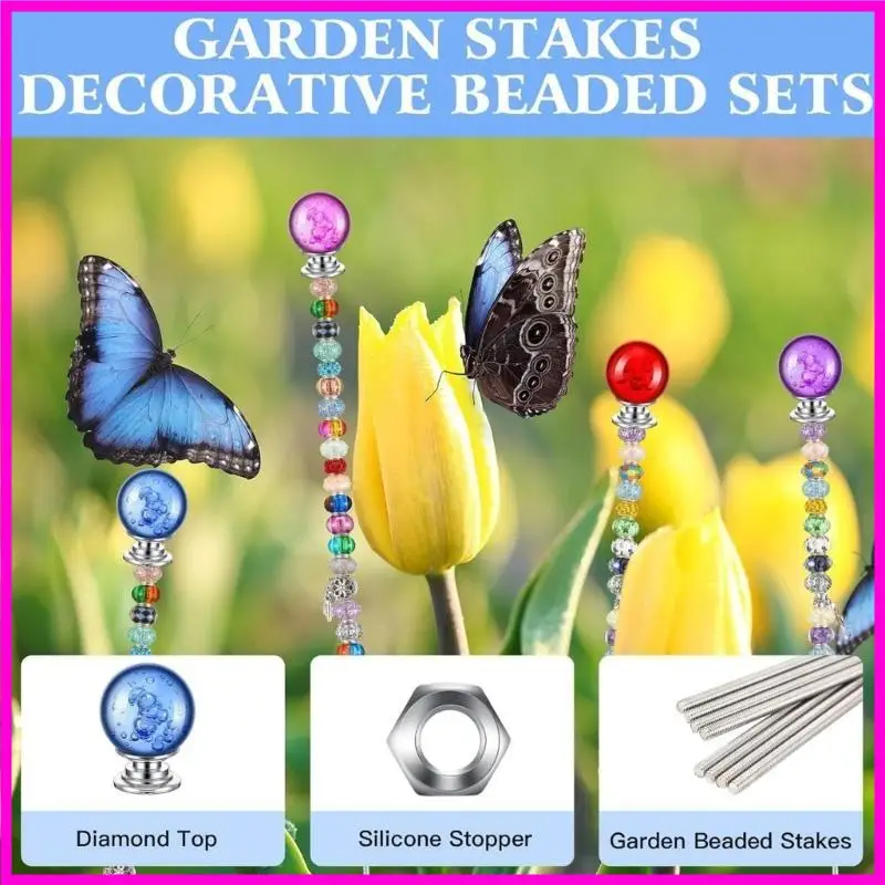 57BE prático Jardim Stakes Set Set Bad vidro Decorações ar livre exclusivas