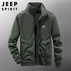 JEEP SPIRIT men outdoor jacket fleece jacket thickened autumn and winter sports windproof fleece liner cardigan clothes