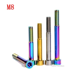 1Pcs Titanium Ti Bolts M8 x 20 25 30 35 40 45 50 55 60 70 80mm Screw For Bicycle Headset Brake Multiple Colors