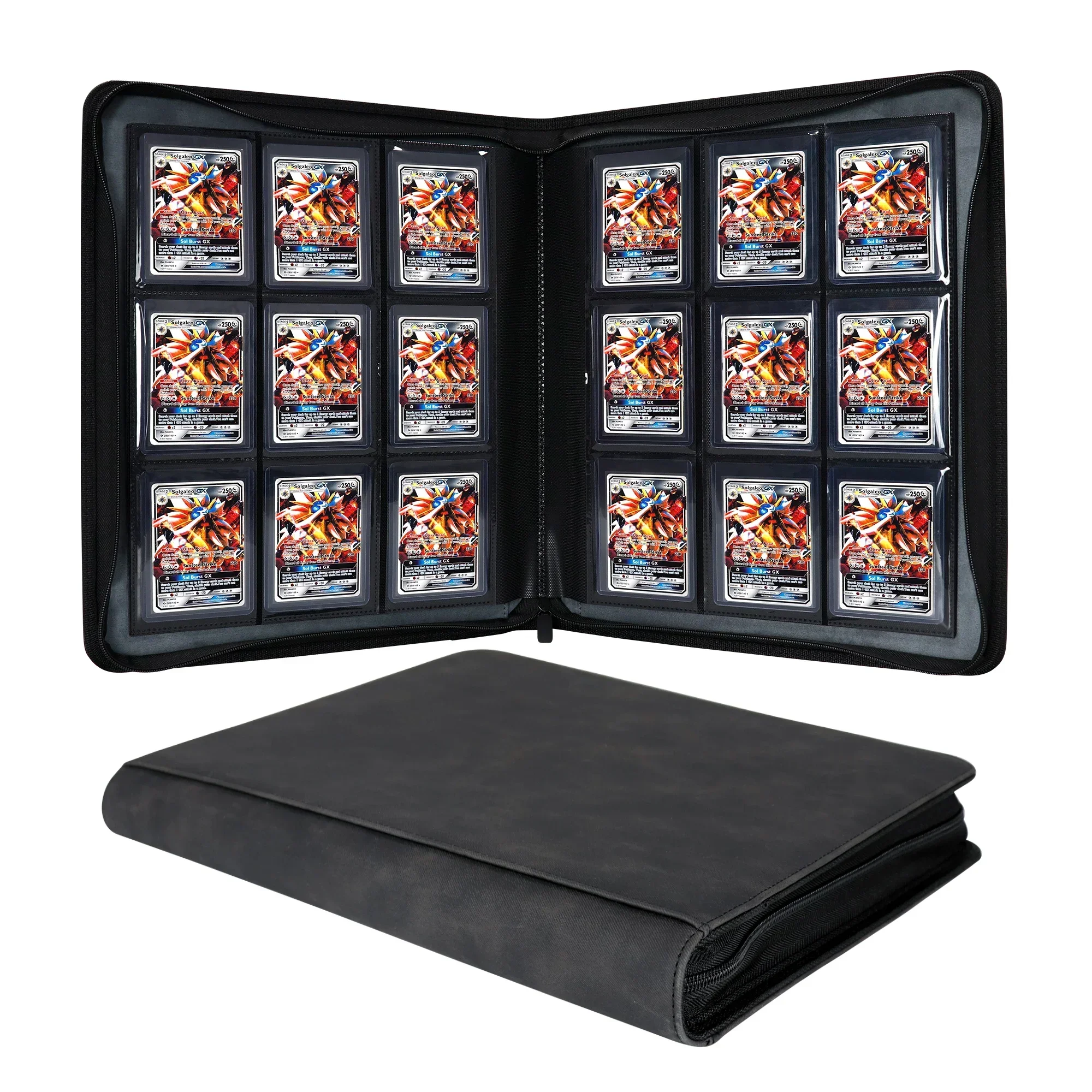 Unique 12 Set PU Leather Trading Toploader Binder Album Colorful 9-Pockets Book Premium Top Loader Card Binder Custom Printing