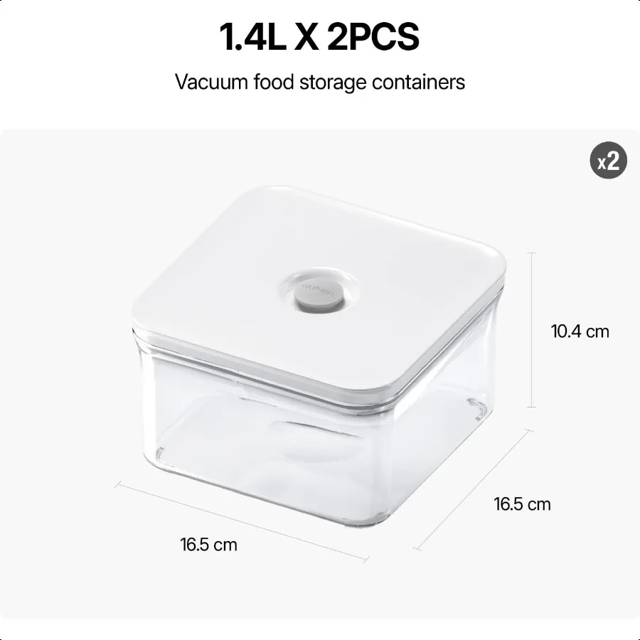 Contenitori per alimenti ermetici premium quadrati Set da 2 pezzi 1,48 qt 1,4 lx2 pezzi Coperchio con sigillo OneClick intelligente senza cerniere 100 a prova di perdite BPAFR