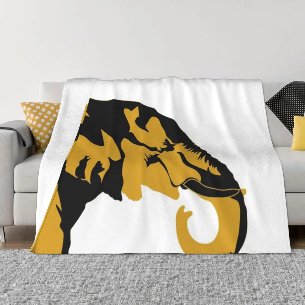 Elefante dorado negro, regalo cómodo personalizado, una manta de micropolar ultrasuave