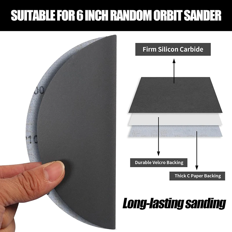 20 PCS 5 인치 125mm 샌딩 디스크 방수 후크 & 루프 습식/건식 연마 사포 60-10000 그릿 모듬 그라인딩 디스크