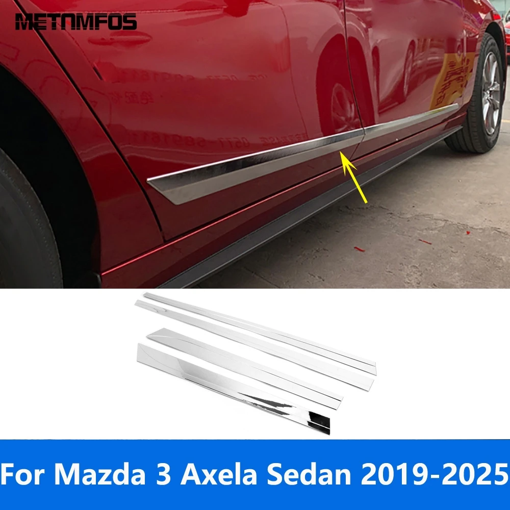 

Для Mazda 3 M3 Axela Sedan 2019-2023 2024 2025 углеродное волокно, боковая полоса двери, юбка для кузова, молдинг, аксессуары, Стайлинг автомобиля