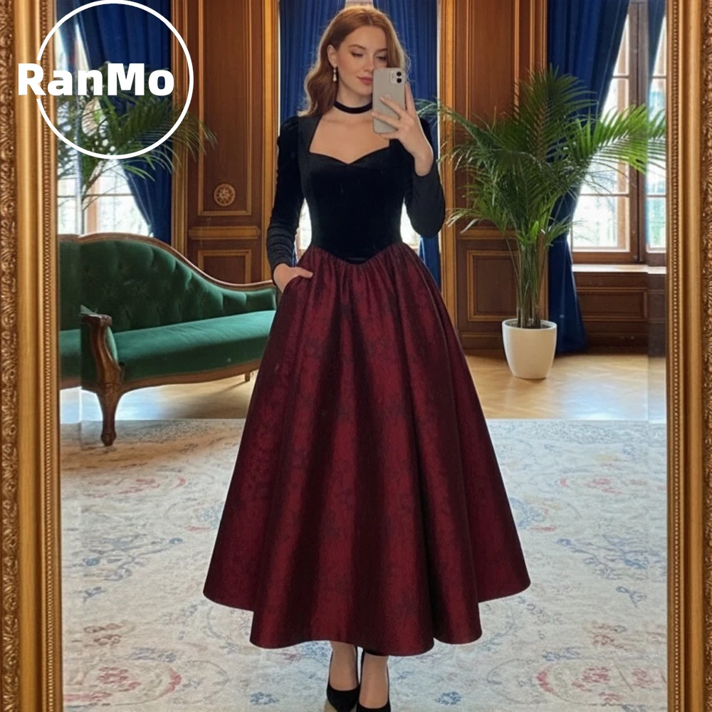 

Элегантные вечерние платья Ranmo 2026 с квадратным вырезом, А-силуэта, для выпускного вечера, длиной до щиколотки, плиссированные, с длинными рукавами, на заказ